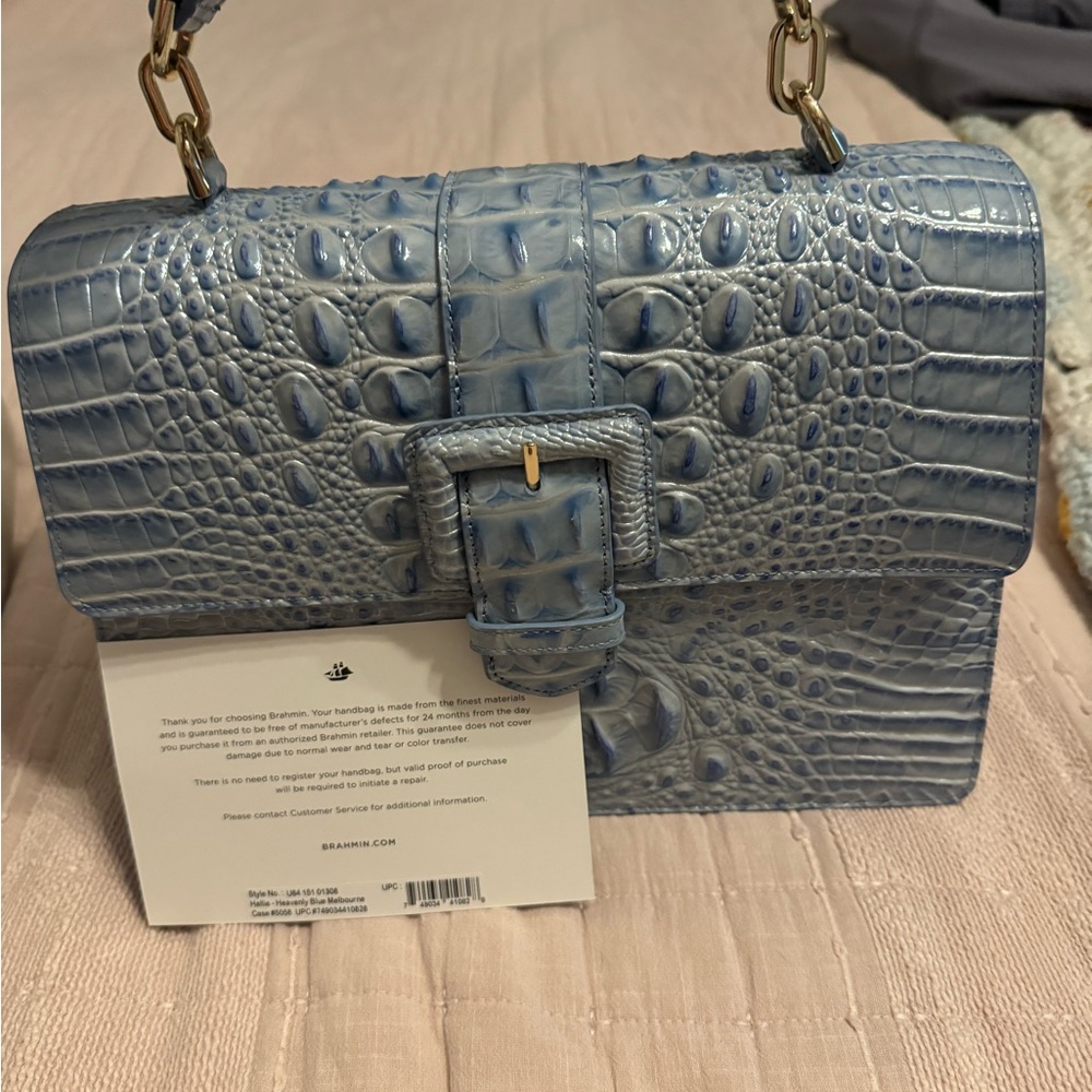 Elegant Blue Crocodile Embossed Bag